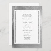 Formele en legante bruiloft White & Silver Invitat Kaart (Voorkant / Achterkant)