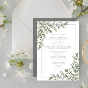 Formele Eucalyptus Botanische Sage Green Wedding Kaart