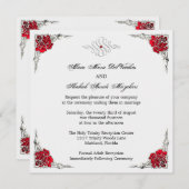 Formele eulegant Silver Accent Floral Wedding Invi Kaart (Voorkant / Achterkant)