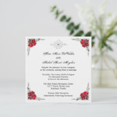 Formele eulegant Silver Accent Floral Wedding Invi Kaart (Staand voorkant)