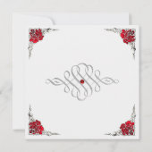 Formele eulegant Silver Accent Floral Wedding Invi Kaart (Achterkant)