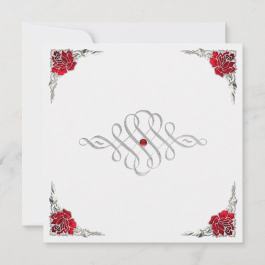 Formele eulegant Silver Accent Floral Wedding Invi Kaart (Achterkant)