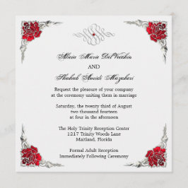 Formele eulegant Silver Accent Floral Wedding Invi Kaart