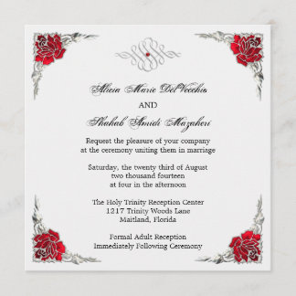 Formele eulegant Silver Accent Floral Wedding Invi Kaart