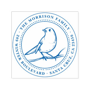 Formele familienaam & retouradres Vogel Zelfinktende Stempel