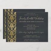 FORMELE FAUX GOLD NAVY DAMASK WORKSHOP EVAL KAART (Voorkant / Achterkant)