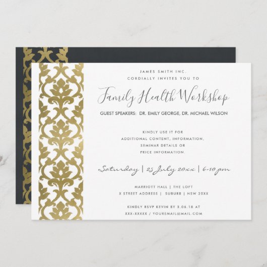 FORMELE FAUX GOLD WHITE DAMASK WORKSHOP EVAL KAART (Voorkant / Achterkant)