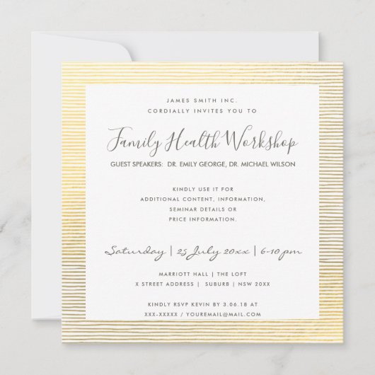 FORMELE FAUX GOLD WHITE STRIPE LINE WORKSHOP EVEN KAART (Voorkant)