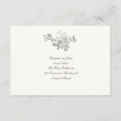 Formele faux reliëf pioen parel receptie bruiloft informatiekaartje (Voorkant)