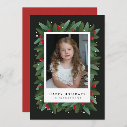 Formele feestkaart met wiet en kerstaven feestdagenkaart (Voorkant / Achterkant)