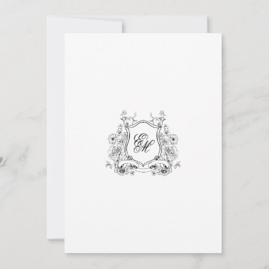 Formele Floral Crest Monogram Elegante Huwelijk Save The Date (Achterkant)