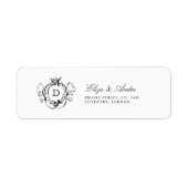 Formele Floral Crest Monogram retour adreslabels Etiket (Voorkant)