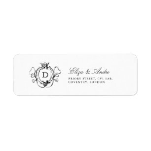 Formele Floral Crest Monogram retour adreslabels Etiket