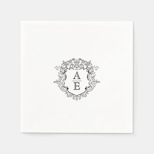 Formele Floral Crest Monogram Weddenschap Servet (Voorkant)