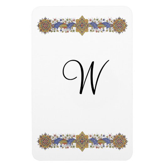 Formele Floral met Gold Custom Monogram Magnet Magneet (Verticaal)