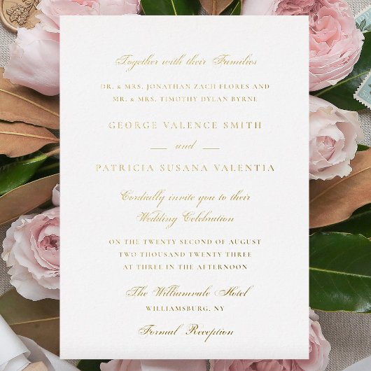 Formele Folie geperste kalligrafie Elegant Wedding Folie Uitnodiging