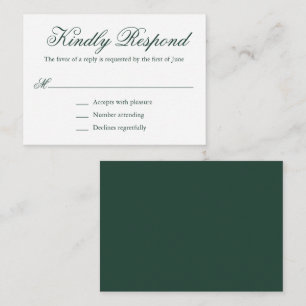 Formele Forest Green Wedding Mini RSVP-kaart Notitiekaartje
