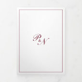 Formele foto Monogram Elegant Burgundy Wedding Drieluik Uitnodiging (Cover)