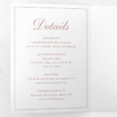 Formele foto Monogram Elegant Dusty Roos Wedding Drieluik Uitnodiging (Binnenzijde eerst)