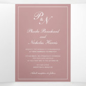 Formele foto Monogram Elegant Dusty Roos Wedding Drieluik Uitnodiging (Binnenkant midden)