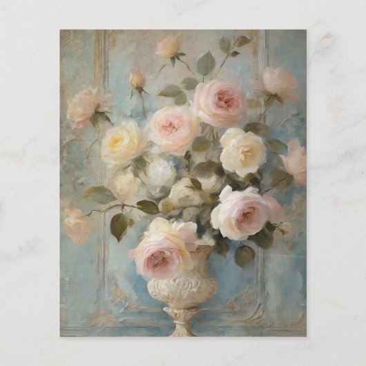 Formele Franse Bloemen Boeket Blauw in Roze Classi (Achterkant)