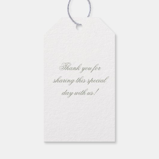 Formele gedempte saliegroene monogram script bruil cadeaulabel (Achterkant)