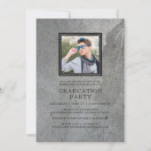 Formele gegraveerde steen twee foto afstudeerfeest kaart (Achterkant)