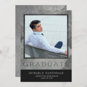 Formele gegraveerde steen twee foto afstudeerfeest kaart (Voorkant / Achterkant)