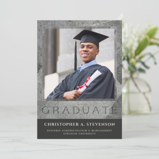 Formele gegraveerde Steenkonfoto Afstuderen Aankon (Staand voorkant)