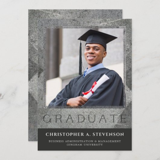 Formele gegraveerde Steenkonfoto Afstuderen Aankon (Voorkant / Achterkant)