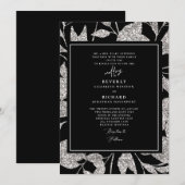 Formele Glamoureus Black & Silver Wedding Kaart (Voorkant / Achterkant)