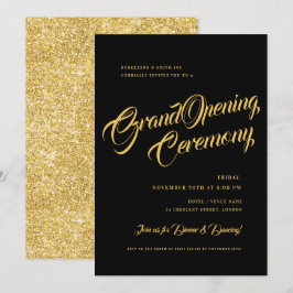 Formele Gold Black Glitter Corporate Grand Opening Kaart