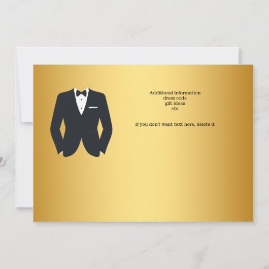 Formele Gold Black Stropdas Suit Retirement Party Kaart (Achterkant)