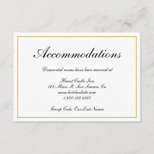 Formele Gold Border Wedding Accommodations Informatiekaartje