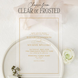 Formele Gold Classic Script Wedding Acryl Uitnodigingen