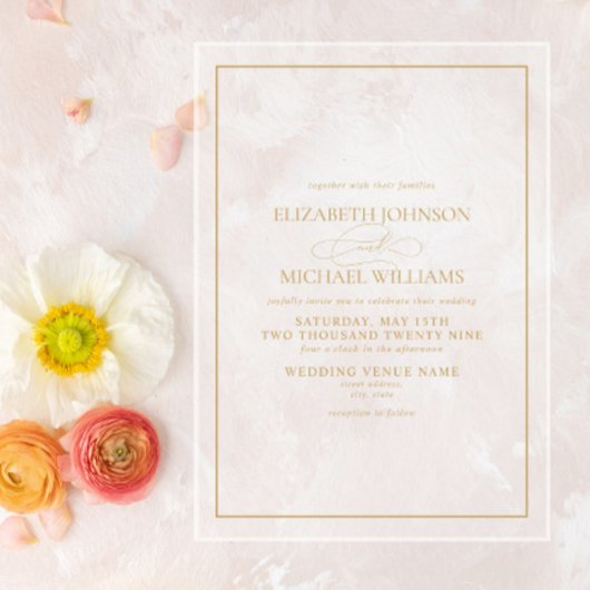 Formele Gold Classic Script Wedding Acryl Uitnodigingen