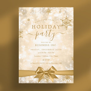 Formele Gold Ribbon Corporate Holiday Party Kaart