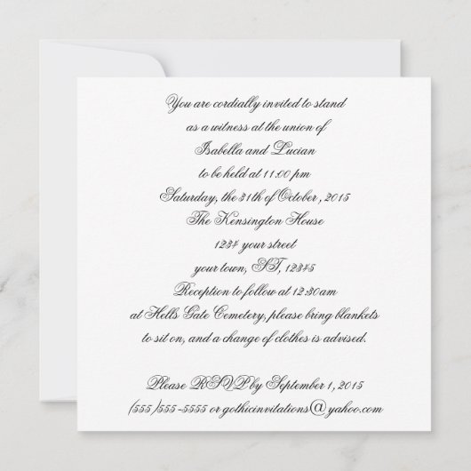 Formele Gothic voor zwarte en witte luchters Kaart (Achterkant)