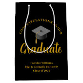 Formele Goud Zwart Graduation Party Gepersonalisee Medium Cadeauzakje (Voorkant)