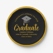 Formele Goud Zwart Graduation Party Gepersonalisee Papieren Bordje (Voorkant)