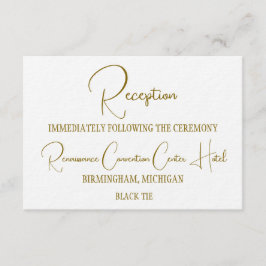 Formele gouden black tie huwelijksreceptie kaart
