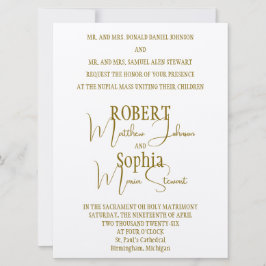 Formele gouden black tie trouwuitnodiging kaart