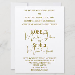 Formele gouden black tie trouwuitnodiging kaart
