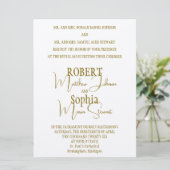 Formele gouden black tie trouwuitnodiging kaart (Staand voorkant)