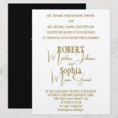 Formele gouden black tie trouwuitnodiging kaart (Voorkant / Achterkant)