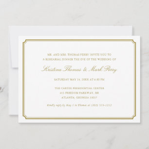 Formele gouden bruiloft repetitie diner kaart