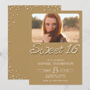 Formele Gouden Chique Classy Strass Sweet 16 Foto Kaart