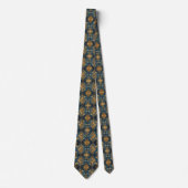 Formele gouden diepe blauwe bloemboeketten vlinder stropdas (Voorkant)