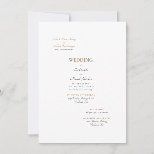 Formele gouden en witte trouwkaart voor beide oude kaart (Voorkant)