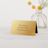 Formele gouden en zwarte bruiloft gevouwen plaats  plaatskaartje (Achterkant)